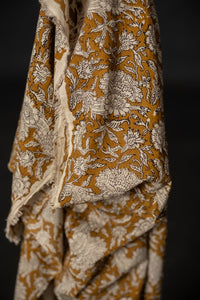 yellow hand block print fabric