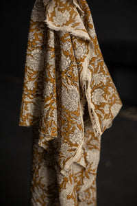 yellow hand block print fabric