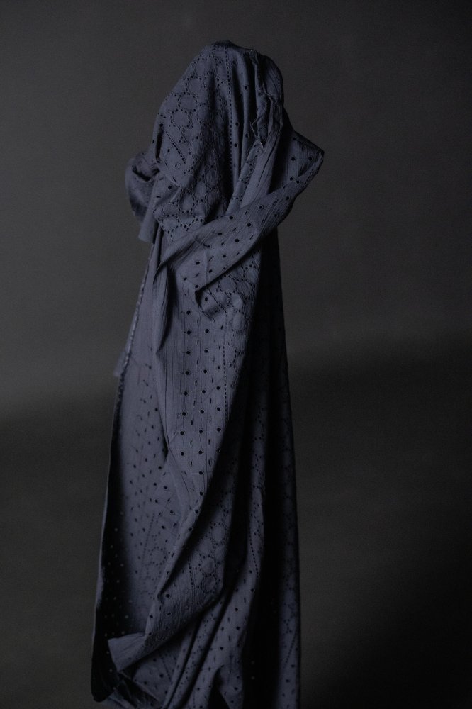 Broderie Anglaise Indian Cotton - Navy Eyelet