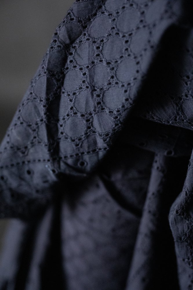 Broderie Anglaise Indian Cotton - Navy Eyelet