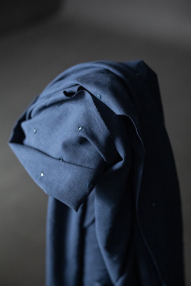navy aabhla handwoven Indian cotton fabric