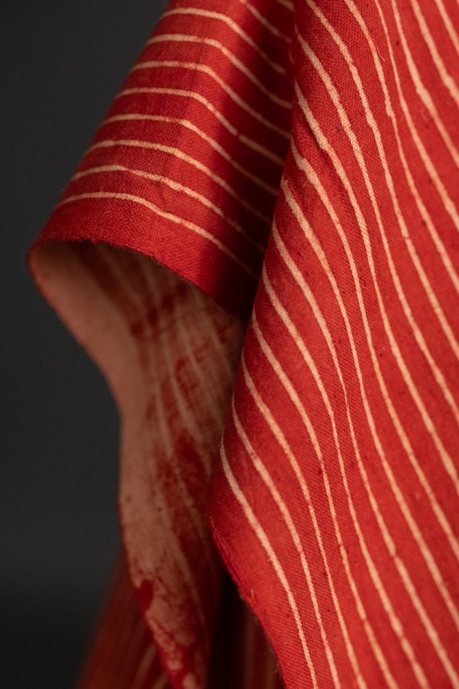 Ajrakh Indian Block Print Organic Cotton - On The Road Red