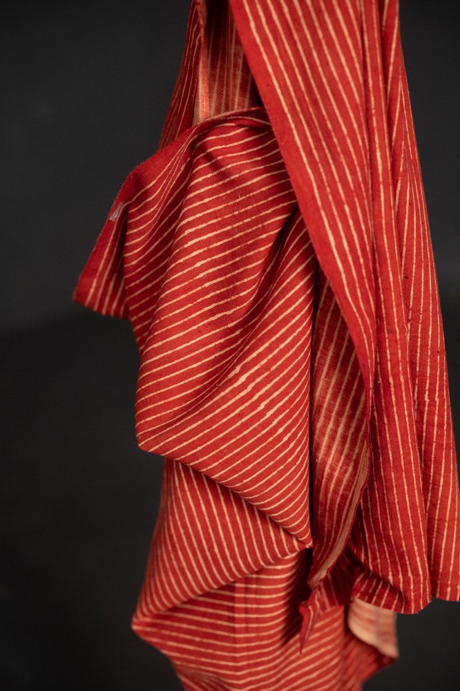 Ajrakh Indian Block Print Organic Cotton - On The Road Red