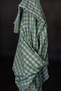blue green seersucker cotton gingham