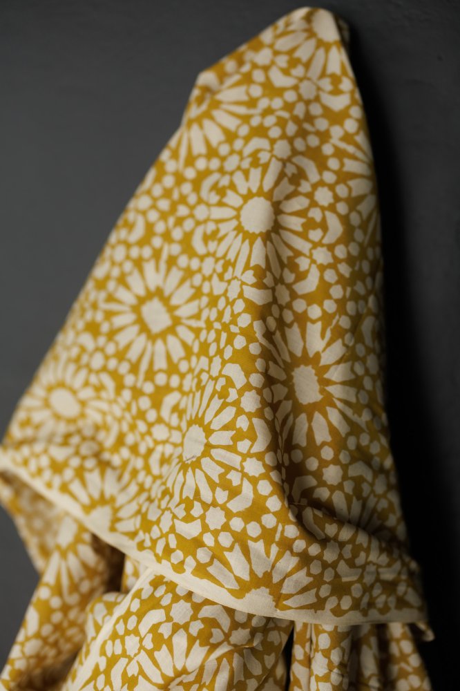 Indian Block Print Cotton - Papercut Ochre
