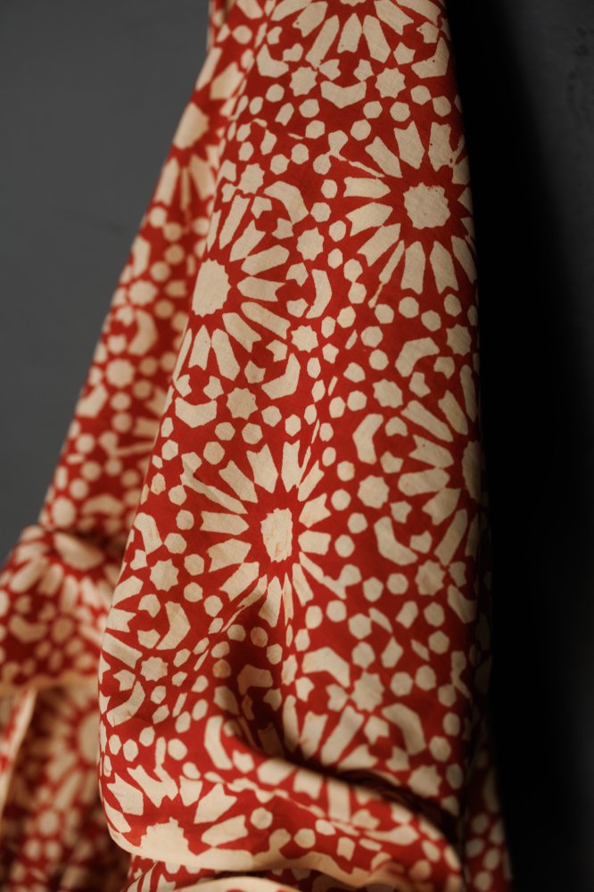 Indian Block Print Cotton - Papercut Red