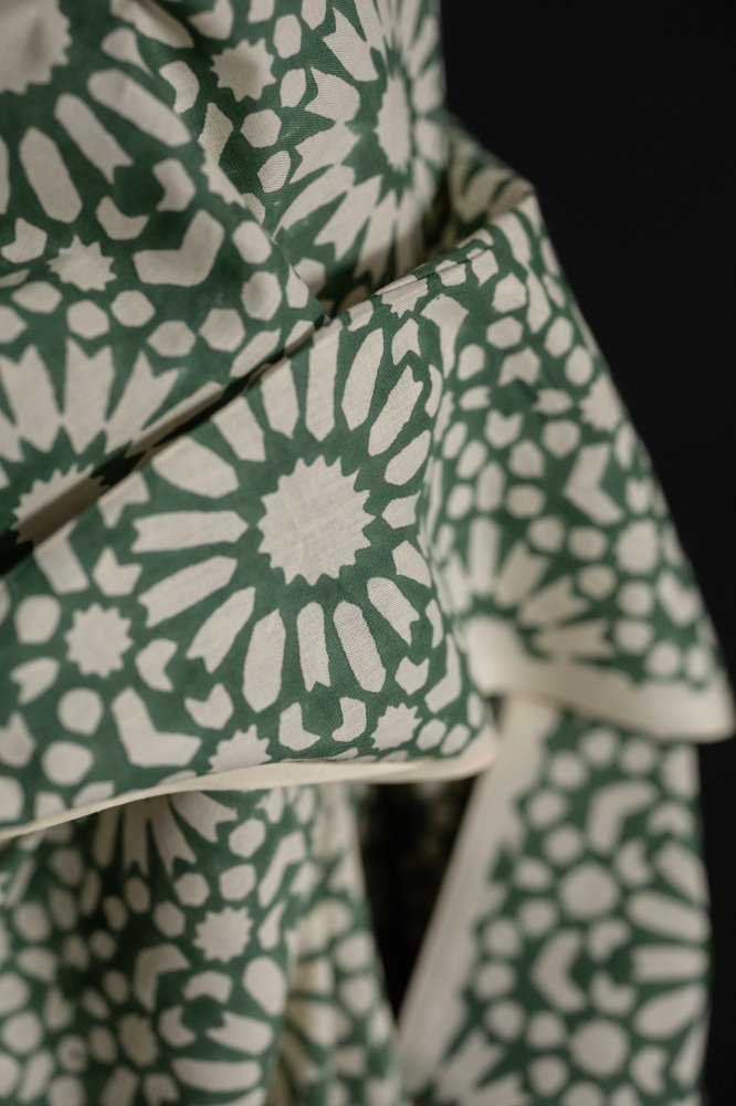 green block print indian cotton