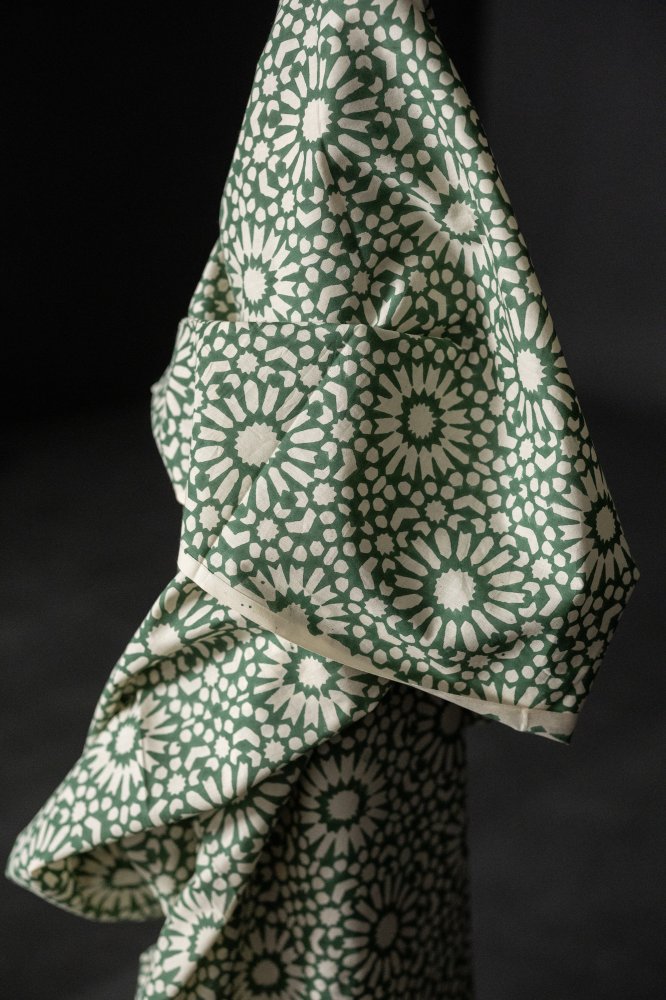 green block print indian cotton