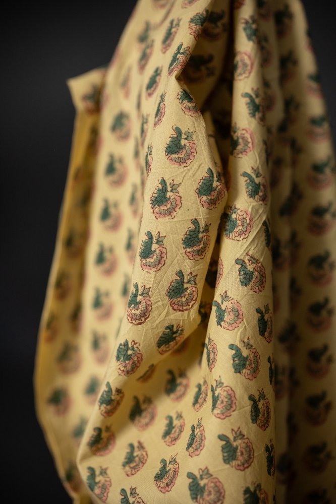 block print floral fabric 