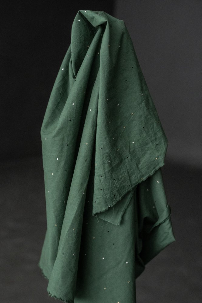 green embroidered cotton