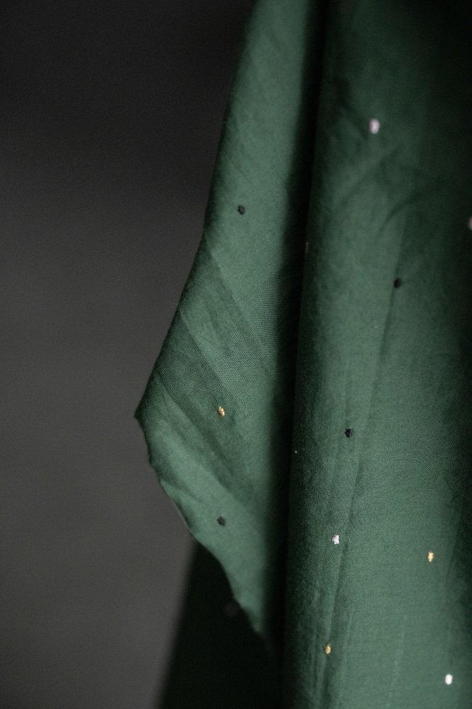 green embroidered cotton