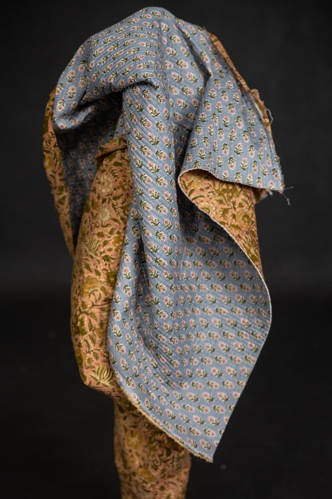 quilted indian block printed fabric