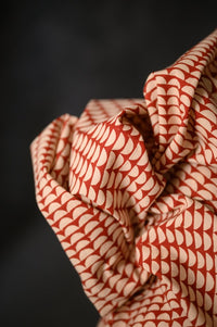 Indian Block Print Cotton - Red Semi Circle