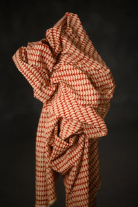 Indian Block Print Cotton - Red Semi Circle