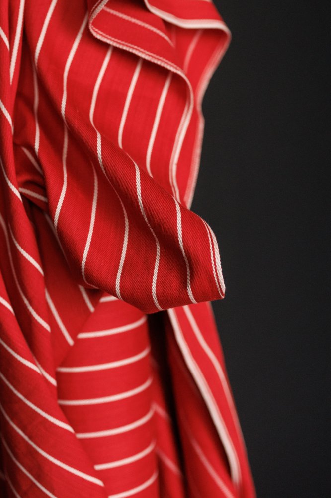 7.7oz Handloom Denim - Red Stripe