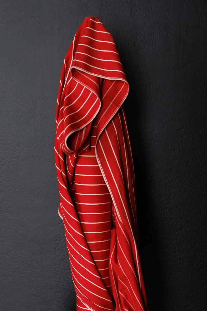 7.7oz Handloom Denim - Red Stripe