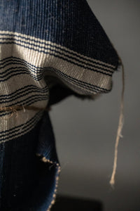 navy and white striped jute runner