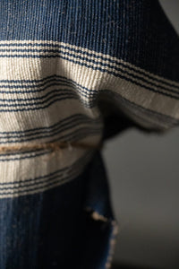 navy and white striped jute runner