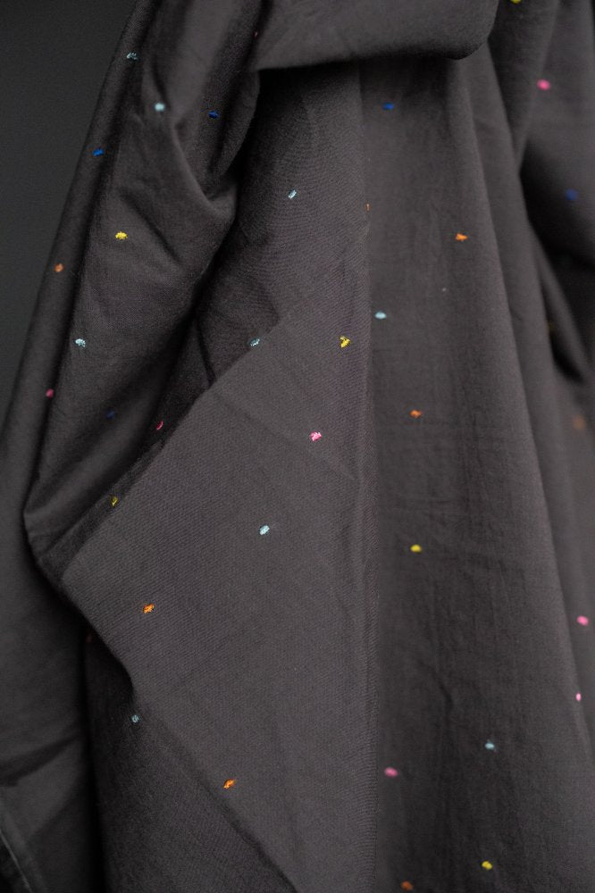 grey embroidered cotton