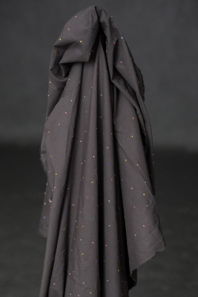 grey embroidered cotton
