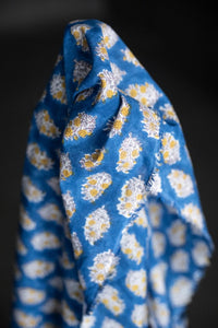 Indian Block Print Cotton - Sapphire Blossom