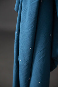 Indigo blue handwoven Indian cotton with white flowers