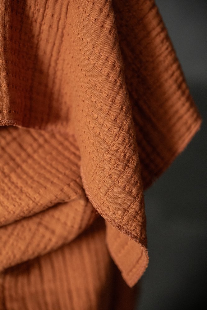 orange jacquard cotton fabric