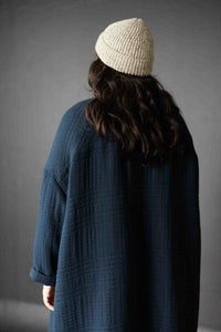 Quilted Jacquard Cotton - Soft Stitch Navy