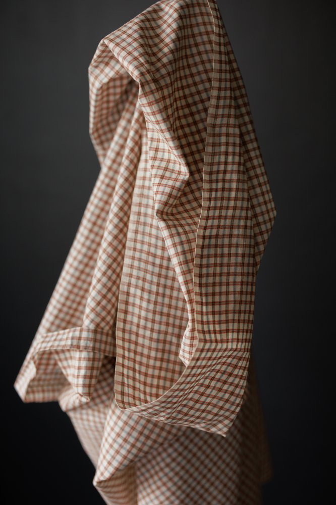 Handwoven Cotton Check - Tangerine Sky