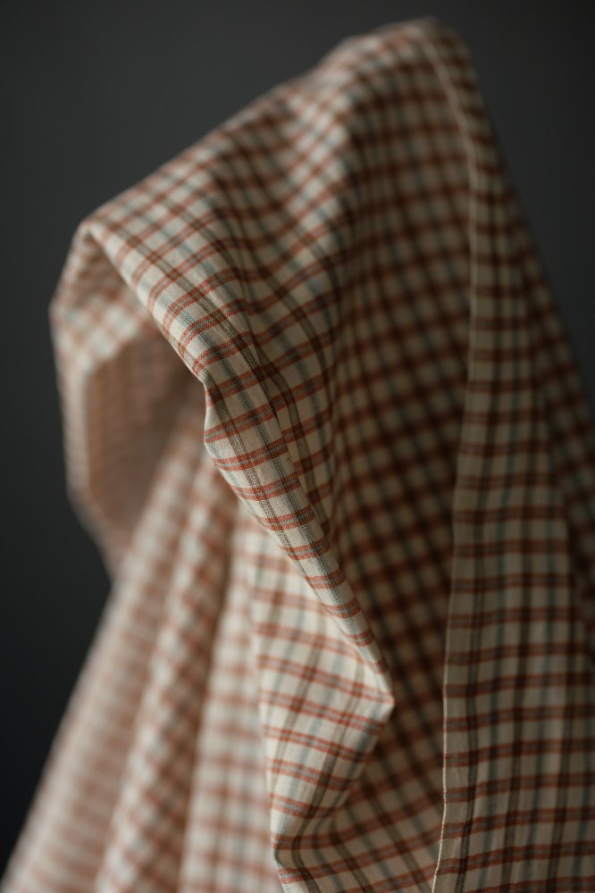 Handwoven Cotton Check - Tangerine Sky