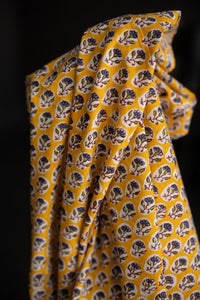 yellow block print fabric