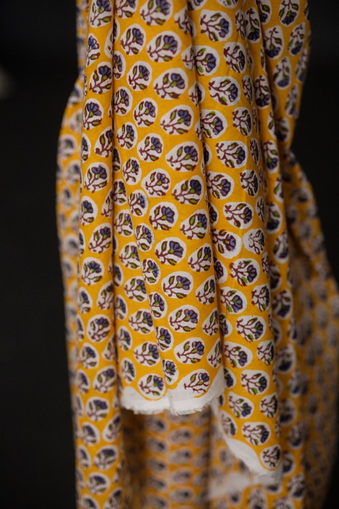 yellow block print fabric
