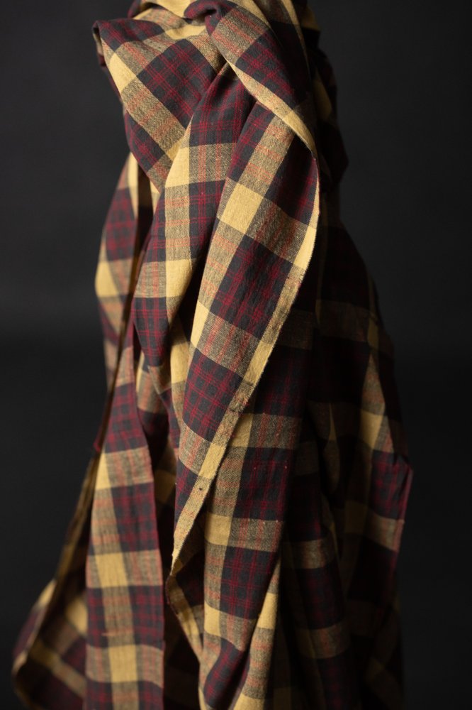 handwoven cotton check fabric in autumn tones