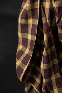 handwoven cotton check fabric in autumn tones