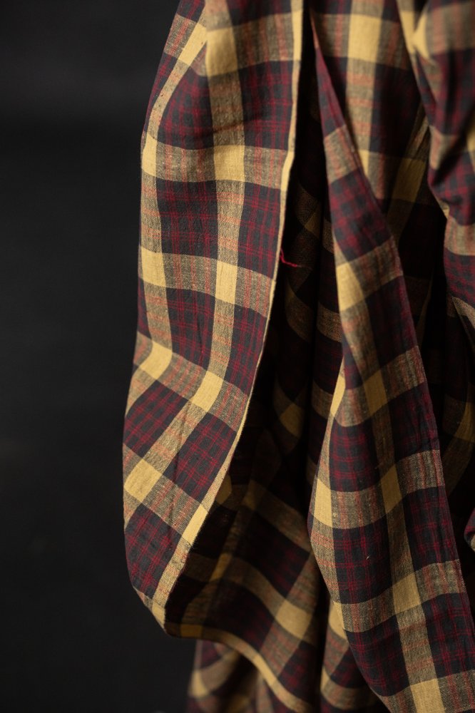 handwoven cotton check fabric in autumn tones