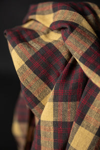 handwoven cotton check fabric in autumn tones
