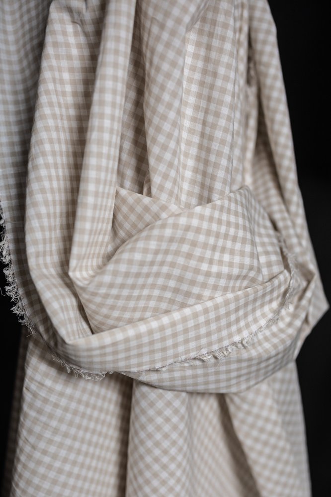 cream white gingham check fabric
