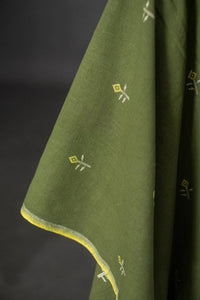 green embroidered cotton