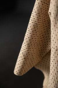 natural Indian cotton fabric with spots and stripes