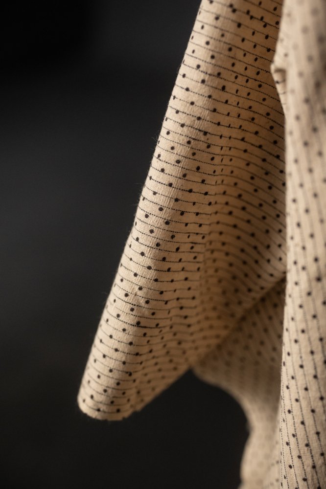 natural Indian cotton fabric with spots and stripes