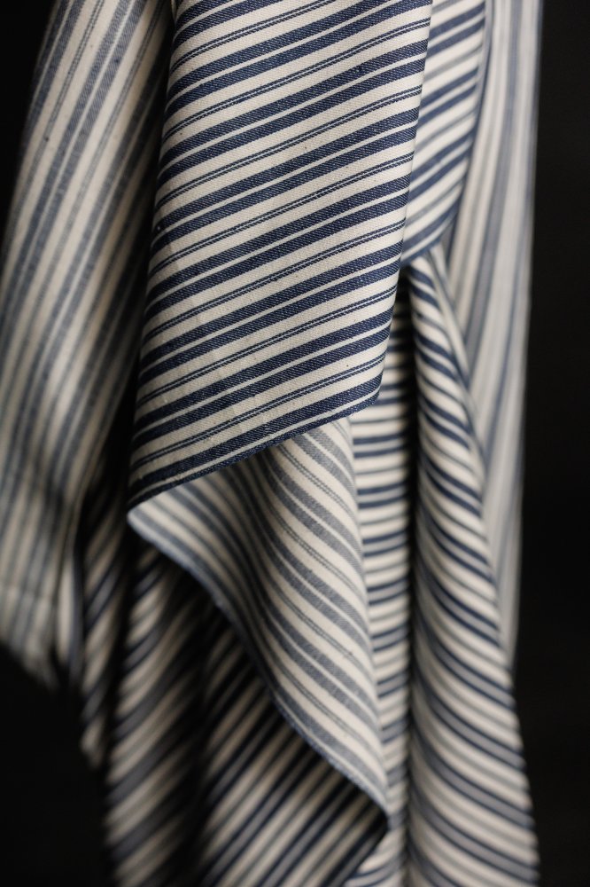 Handwoven Cotton Stripe - Riley Indigo