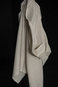 cream white japanese Linen/wool puppytooth fabric