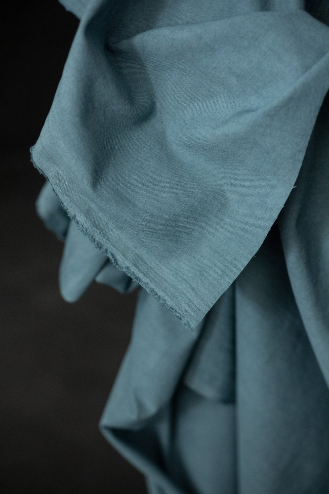 blue washed cotton canvas fabric