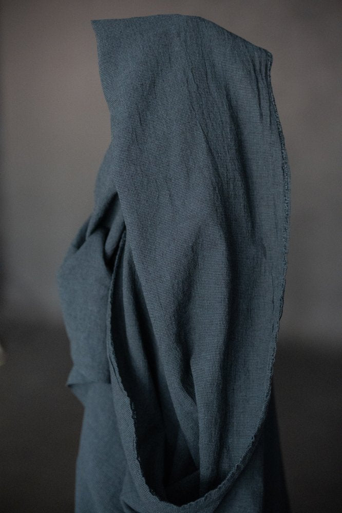 Japanese Linen/Cotton - Peacock Puppytooth Crinkle