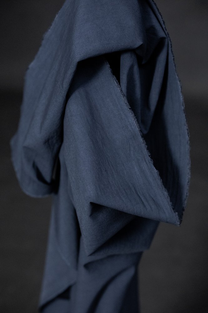 navy japanese cotton hemp fabric