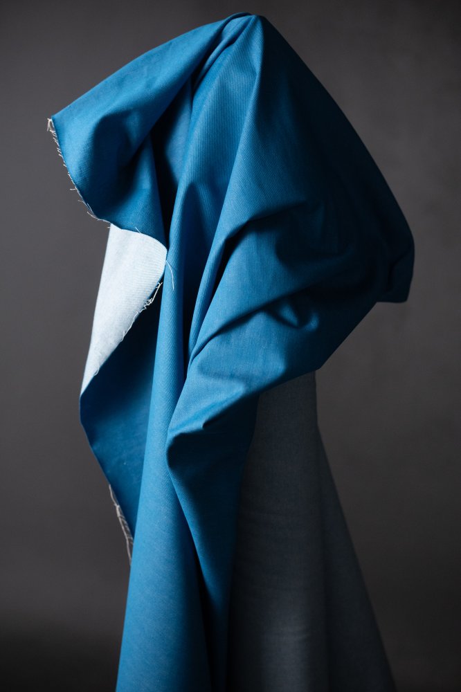 bright blue organic denim fabric