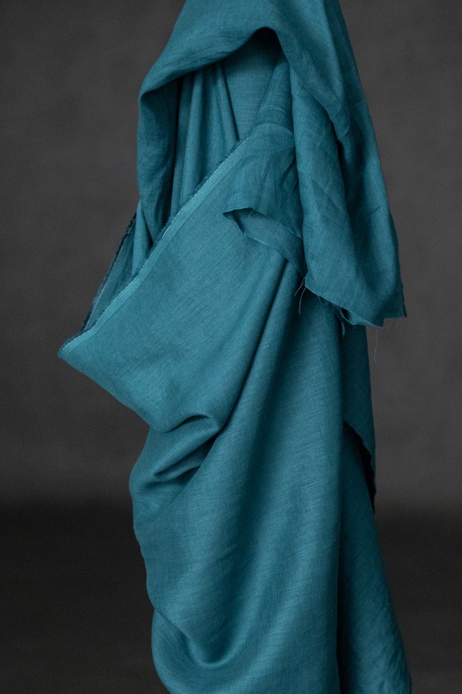 turquoise linen fabric 