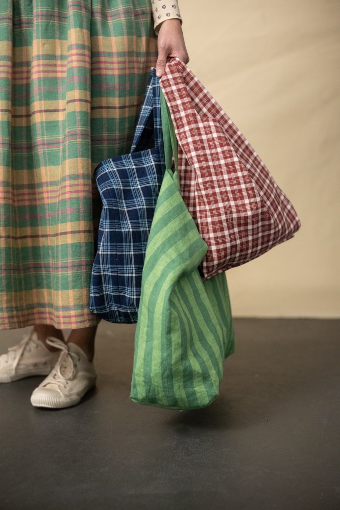 European Laundered Linen Stripe - Aloe