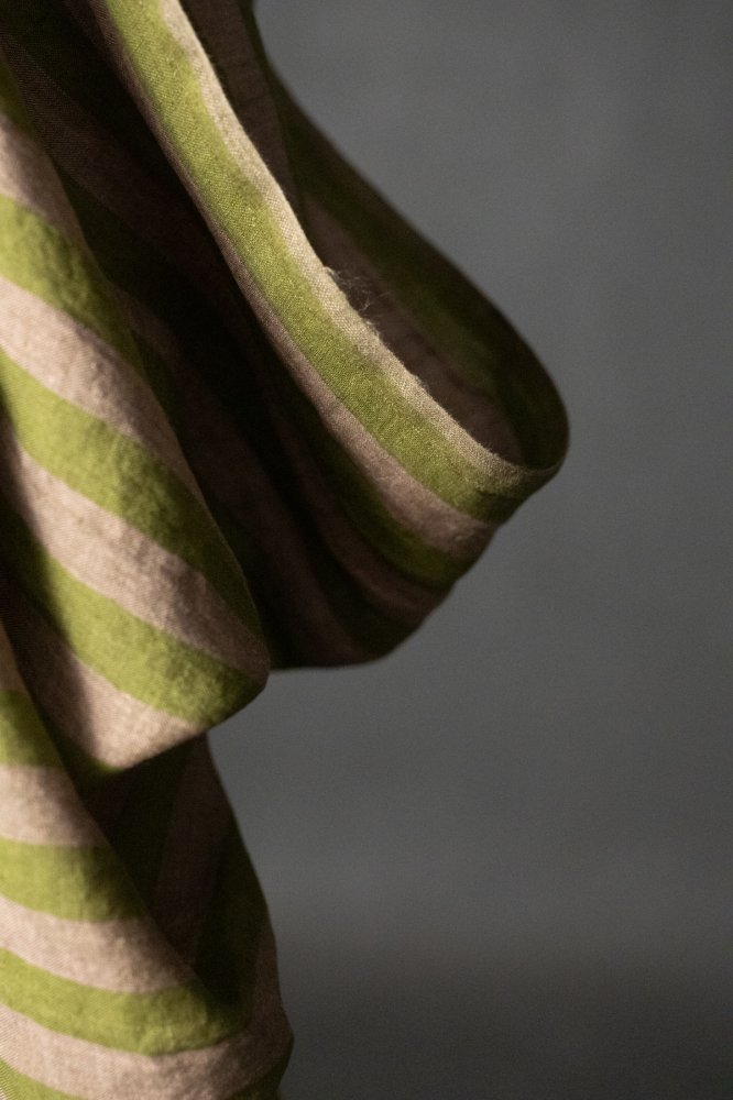 green stripe linen fabric