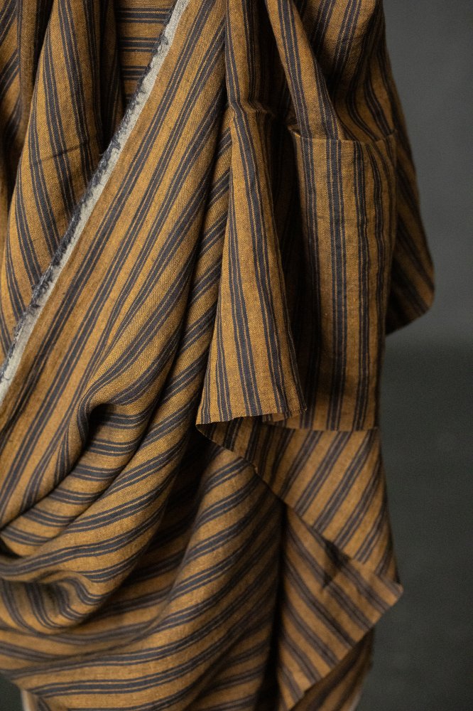 brown black stripe fabric  linen